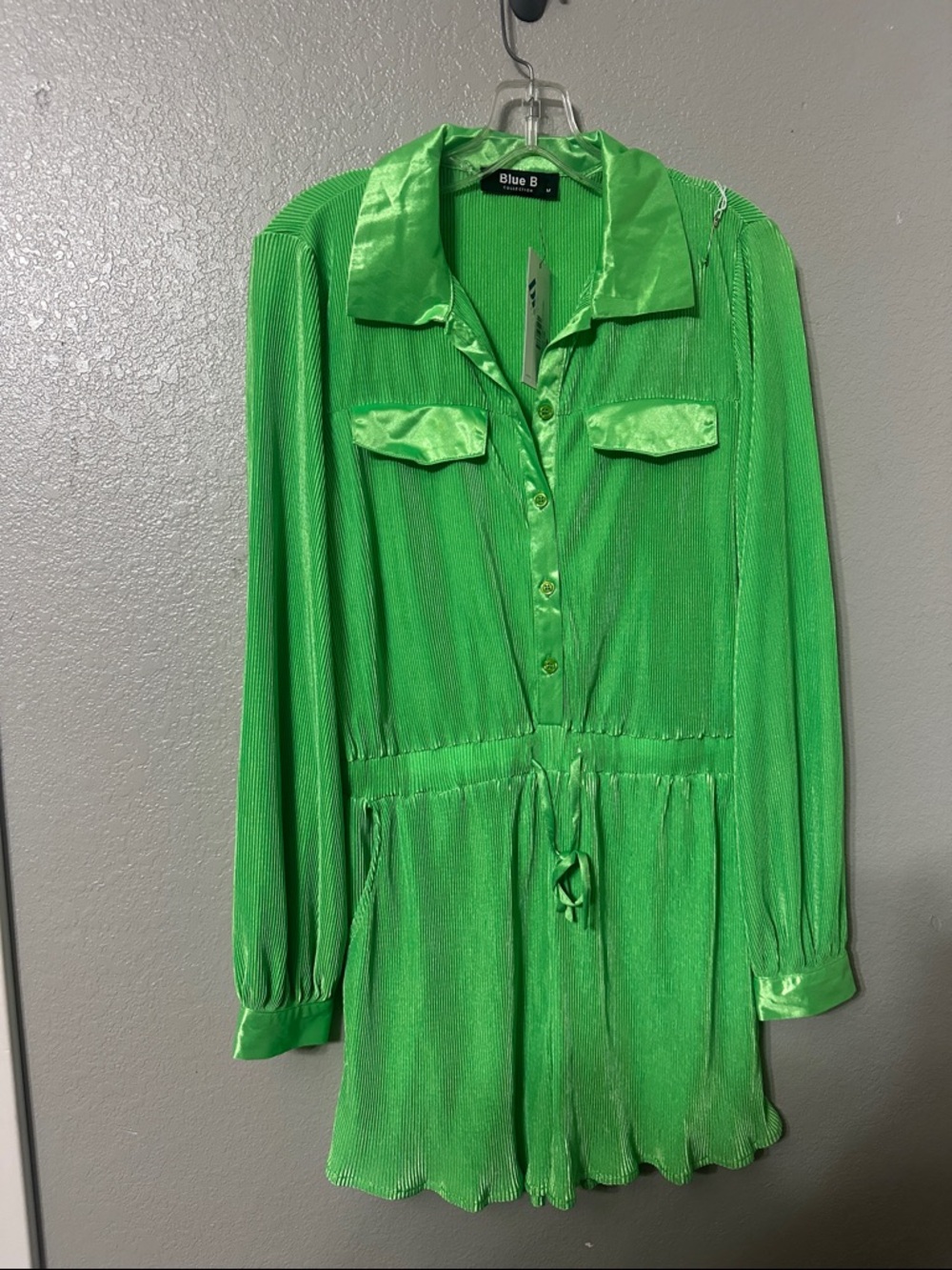 Blue B Neon Green Long Sleeve Romper